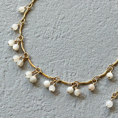 Creema限定福袋】14kgf*白蝶貝のしゃらしゃらブレスレット＆ピアス