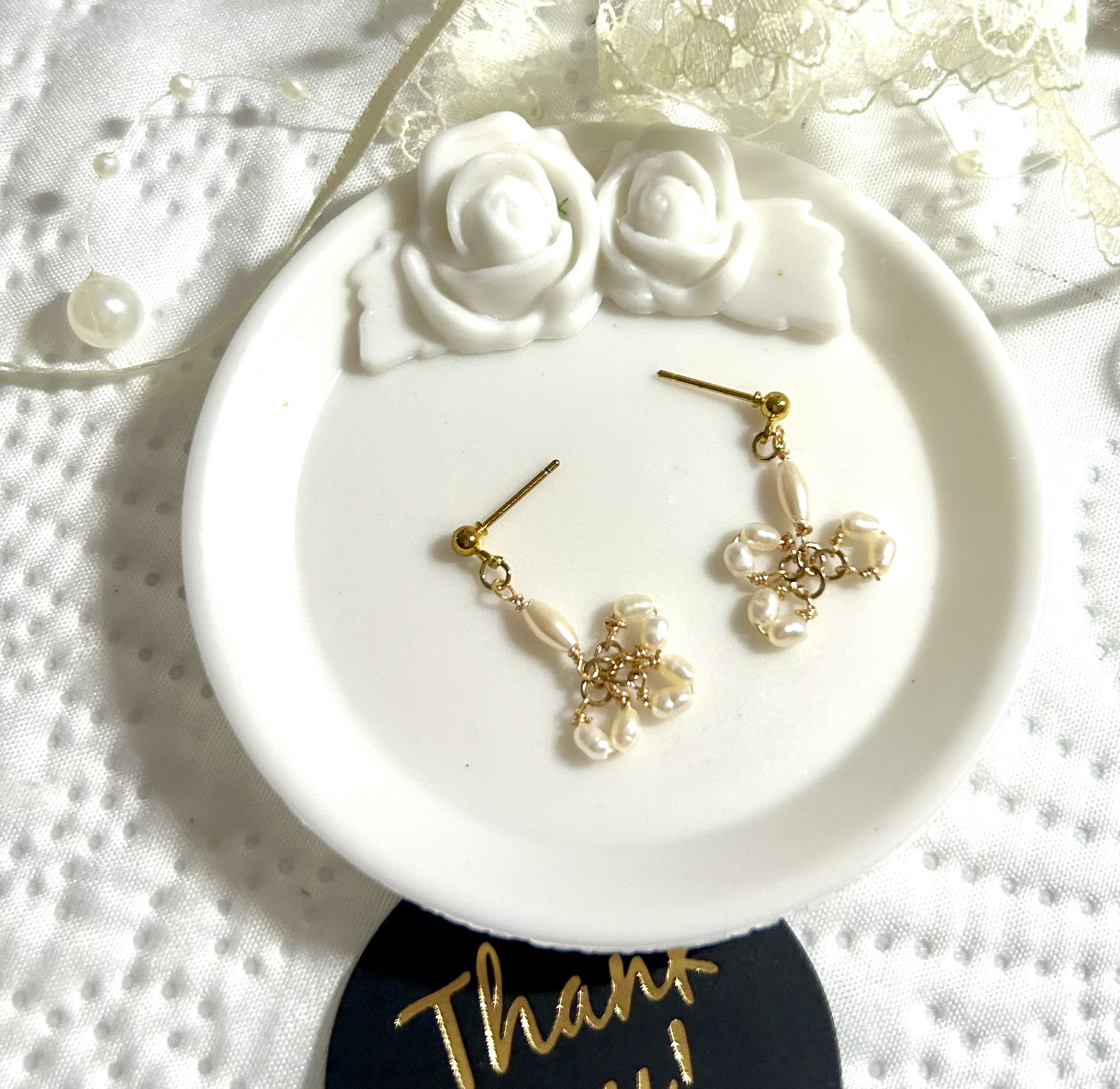 «528»小粒淡水パール本真珠耳飾り⸜ ෆ ⸝‍14kgfワイヤー使用