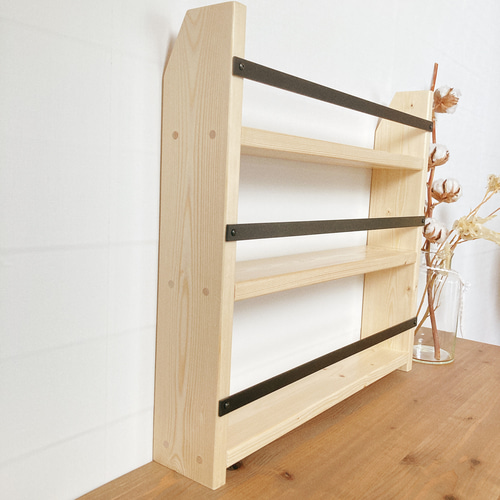 木製 3段スパイスラック 大容量 キッチン収納 ナチュラル 北欧