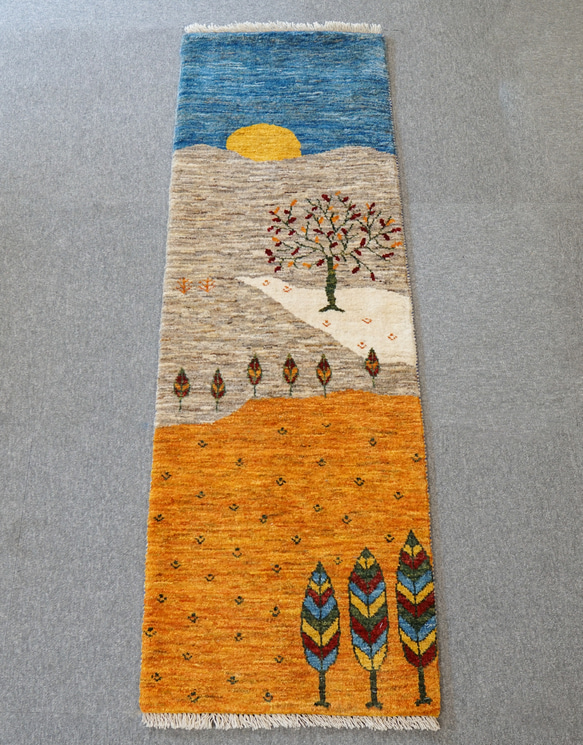 【開店記念セール！】 148×49cm【ペルシャ手織りカシュクリギャッベ] バフト リズ ラグ・カーペット