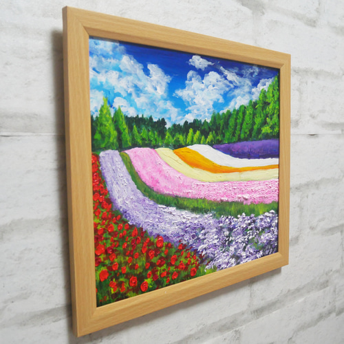 油絵 油彩 油彩画 絵 絵画【夏空のお花畑】 絵画 HR 通販