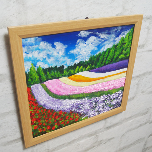 油絵 油彩 油彩画 絵 絵画【夏空のお花畑】 絵画 HR 通販