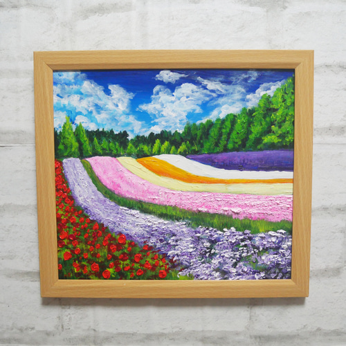 油絵 油彩 油彩画 絵 絵画【青空のラベンダー畑】 油絵 油彩 油彩画 絵 絵画【青空とラベンダー畑】 | HIROSHI1990