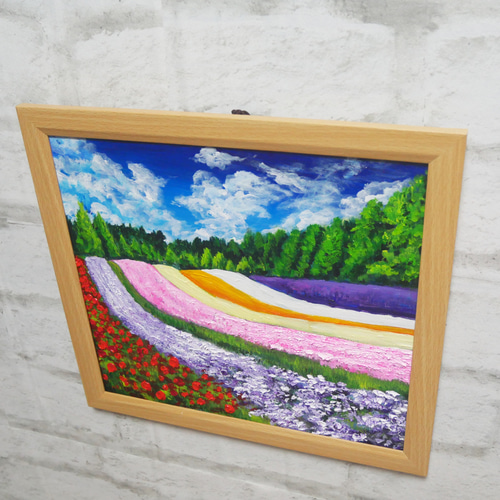 油絵 油彩 油彩画 絵 絵画 【星空のお花畑の富士山】 作品名】：油絵【星空のお花畑の富士山】 「星空のお花畑の