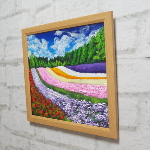 油絵 油彩 油彩画 絵 絵画【夏空のお花畑】 絵画 HR 通販
