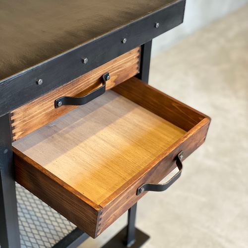 数量限定 IDST-4 サイドテーブル アイアン インダストリアル 引き出し