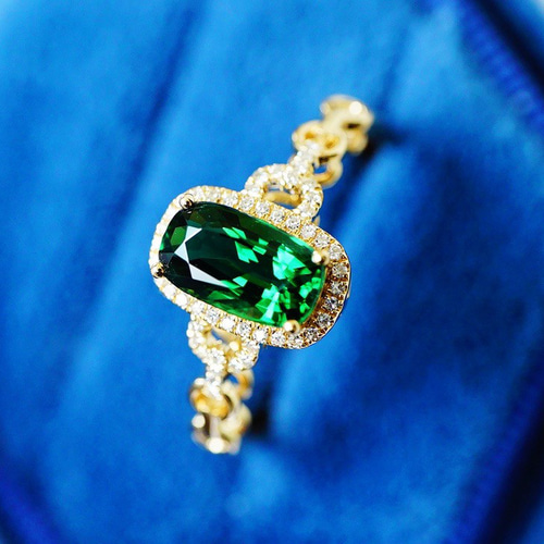 優雅」K18 天然グリーントルマリン天然ダイヤモンド上品幸運