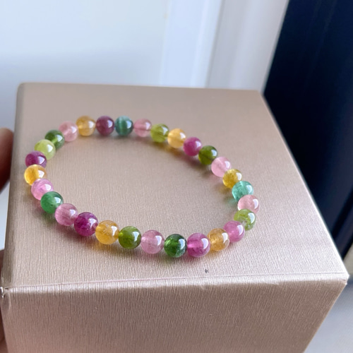 ⭐︎【天然】トルマリン ブレスレット k18 6mm