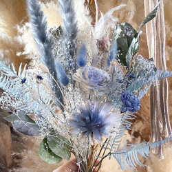 カワラハハコ　ドライフラワー　ブルー系　H-517 再販【晴れやかブルー2025】ブルードライフラワーブーケ・フラワー