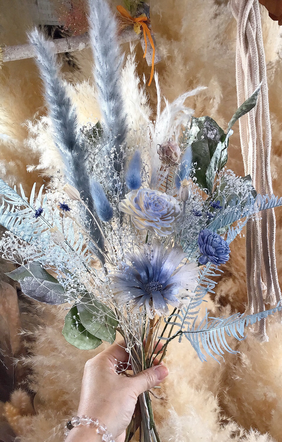 再販【晴れやかブルー2025】ブルードライフラワーブーケ・フラワー