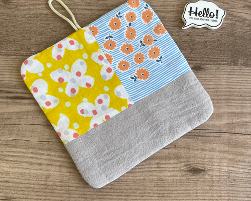 No28 裏も可愛い♡パッチワークポットマット✴︎ちょうちょ 鍋敷き