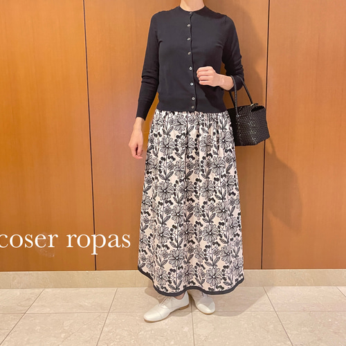 綿麻素材 北欧 花柄 スカート ロングスカート（マキシ丈） coser-ropas