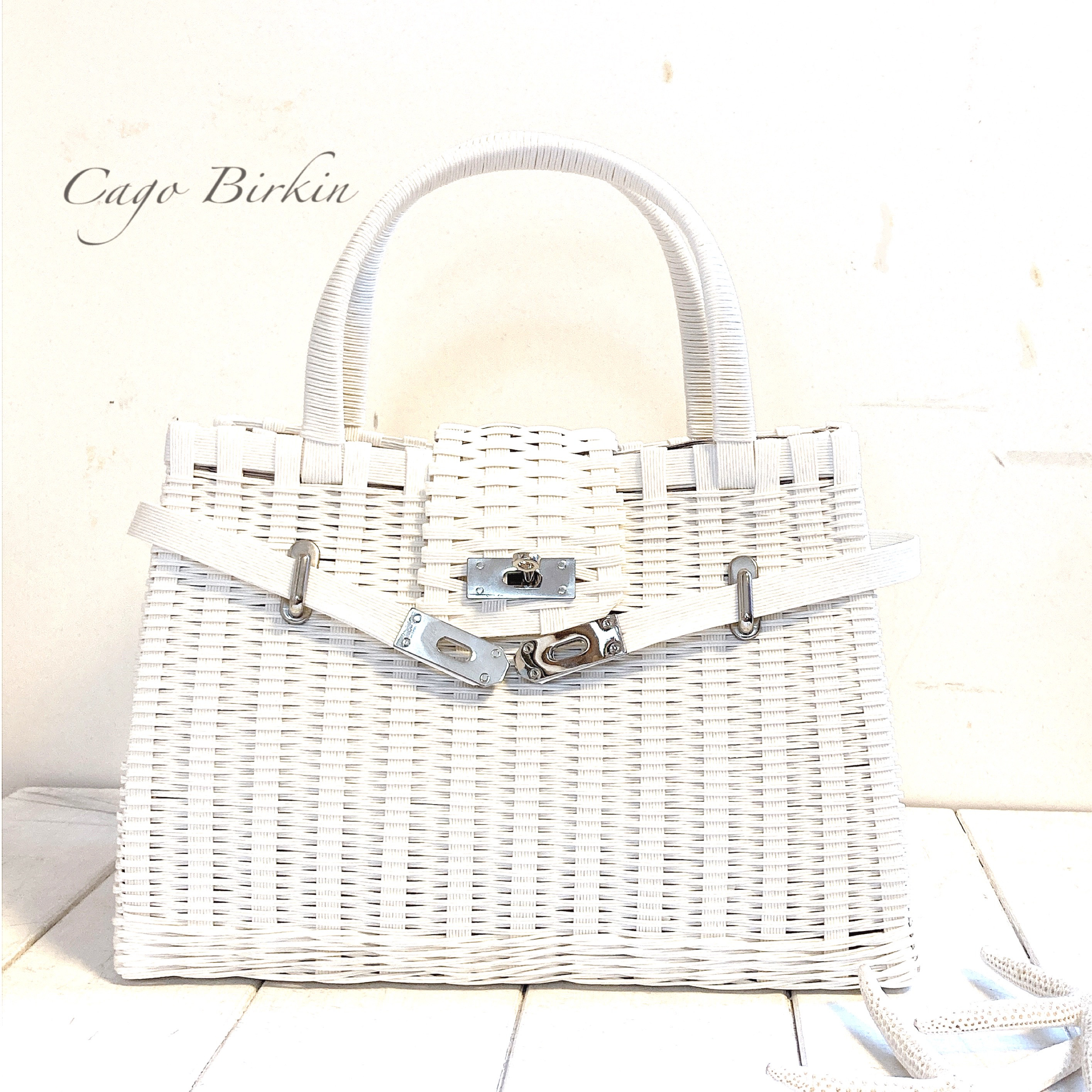 かごバッグ(M)ホワイトゴールド金具
