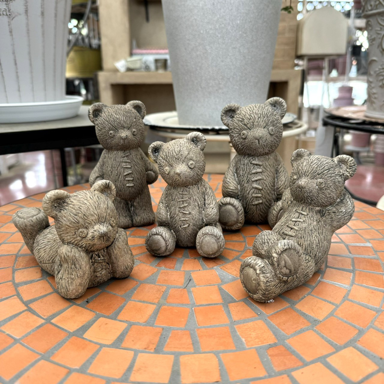 【コンプリートセット】ヴィンテージベア ブラウン オブジェ　インテリア　ガーデニング雑貨　セメント