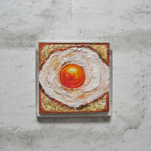 油絵 マグネット絵画【目玉焼きトースト】 絵画 HR 通販 17956445