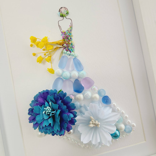カクテルドレス〉シーグラスアート ～wedding＊壁掛け・スタンド両用  