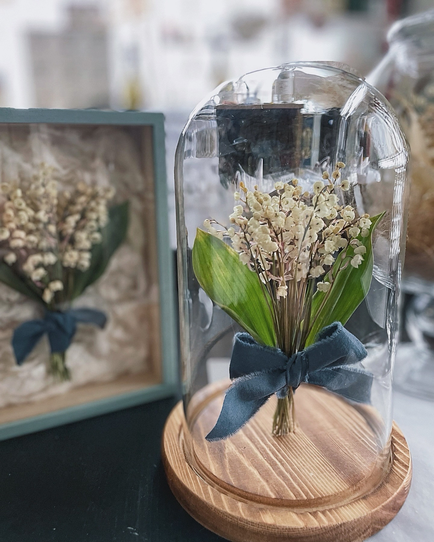 glass DOME flower "  Muguet " すずらん スズラン 鈴蘭 ブーケ ガラスドーム トピアリー
