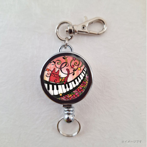 リールキーホルダー かわいい 動物 デザイン 伸びる リール付き 猫