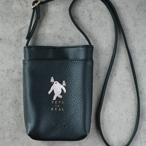 イエティ」刺繍 ミニバッグ ベルト調整可能 ボディバッグ・ウエスト