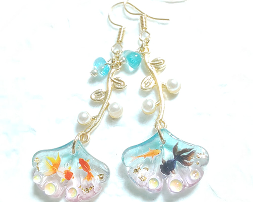 金魚のポコポコゆらゆらピアス 金魚のポコポコゆらゆらピアス