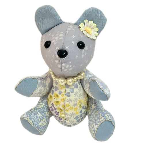 作家様　テディベア　ハンドメイド　ぬいぐるみ　くま　水色 モールアート 推し色テディベア ハンドメイドミニチュア