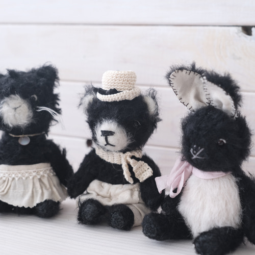 黒うさぎさんのぬいぐるみ テディベア teddy bear うさぎのぬいぐるみ