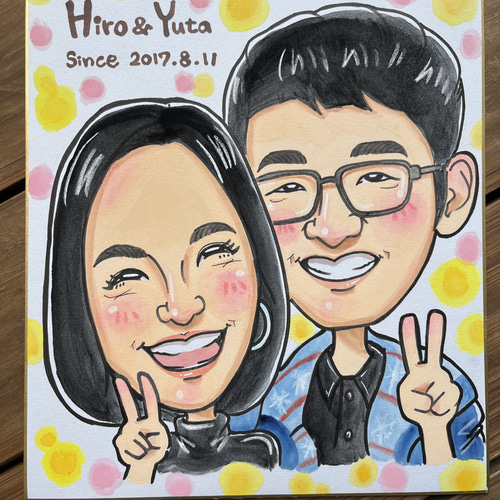 【N0328NMEUTSBZNCUY様似顔絵専用窓口】 似顔絵 イラスト 1人用 B4サイズ(257mm×364mm)専用額縁付 - 福井