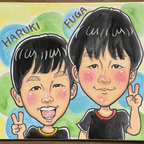 似顔絵 2人描き その他アート 似顔絵 江里 通販 17957105