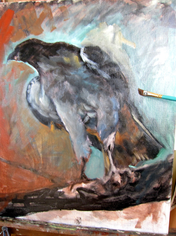 鷹の油絵F10号原画 