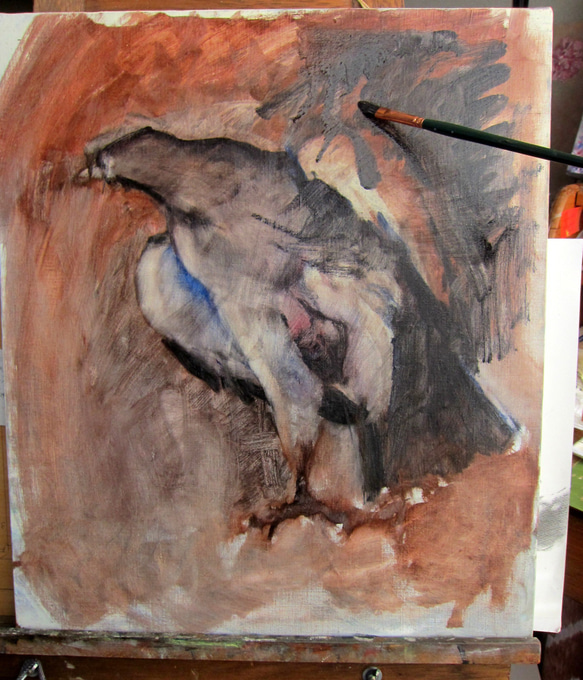 鷹の油絵F10号原画 