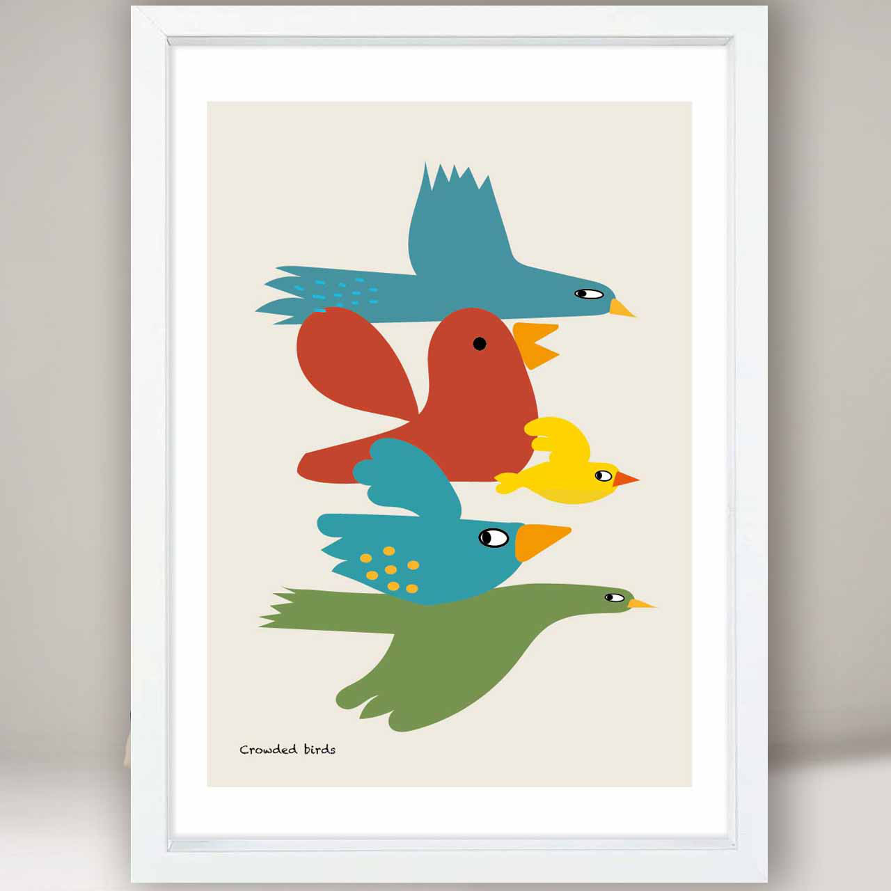 仲良く飛ぶ鳥　イラスト　ポスター　A4 A3 A2 A1　アート  　アートポスター　アート/sei検索新着順　2299