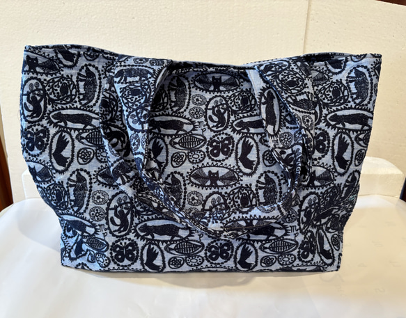 ⚮̈﻿ミナペルホネン jungle reliefトートバッグ ミナペルホネン*生地使用*パニーニバッグ風*jungle relief/blue