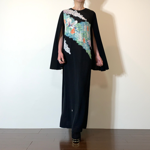 着物リメイク　Aラインワンピース【2266】 着物リメイク 絽の袖付きAラインワンピース ワンピース komomo