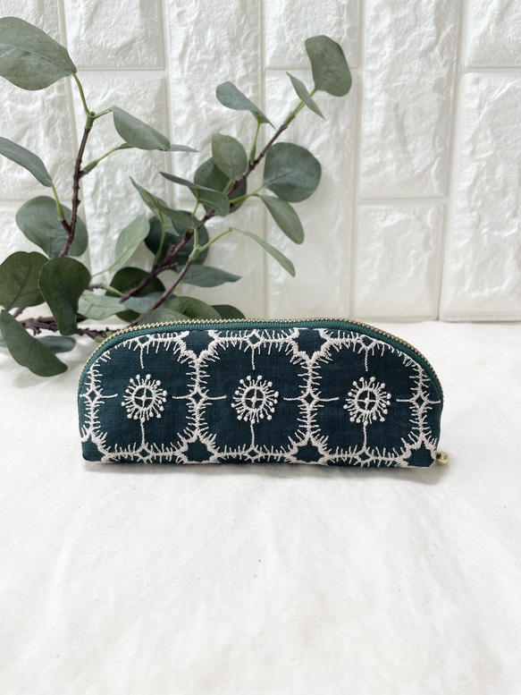 ミナペルホネン メガネケース アネモネ darkgreen メガネケース みろん