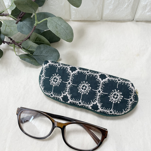 ミナペルホネン メガネケース アネモネ darkgreen メガネケース みろん