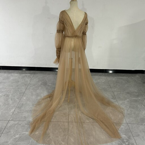 チュールオーバードレス シースルー フォトウェディング ベージュ  