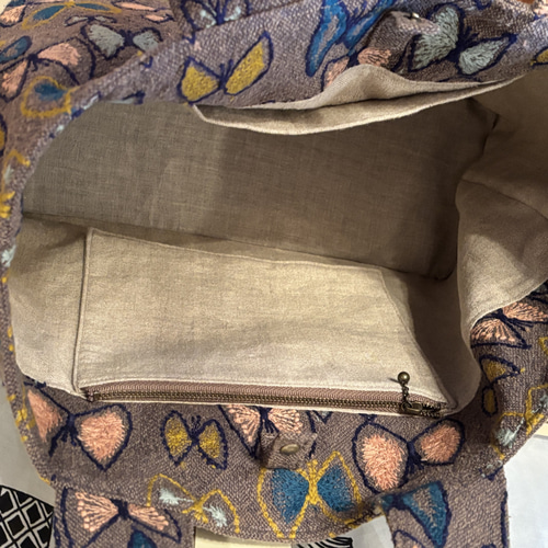 ミナペルホネン*生地使用*パニーニバッグ風トートバッグ*sky flower