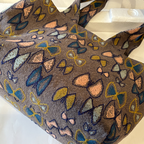 ミナペルホネン*生地使用*パニーニバッグ風トートバッグ*sky flower