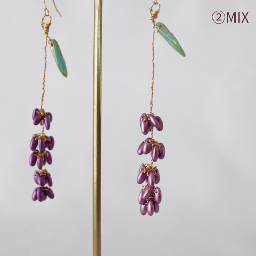 木の枝ピアス/イヤリング《ラベンダー》 ピアス（フック・チェーン