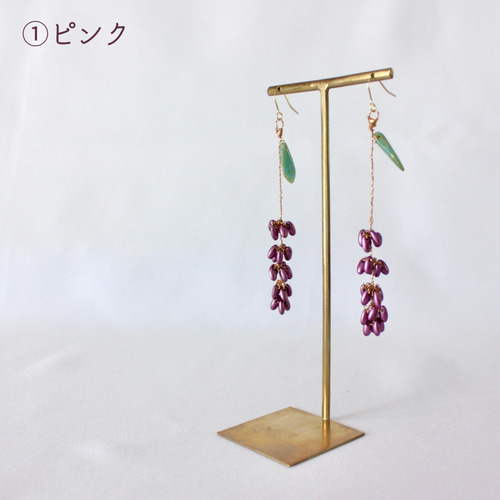 No.565　ラベンダーパープルケシパールのイヤリング／ピアス 木の枝ピアス/イヤリング《ラベンダー》 ピアス（フック・チェーン