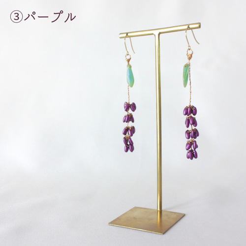 木の枝ピアス/イヤリング《ラベンダー》 ピアス（フック・チェーン