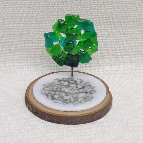 ステンドグラス　ハンドメイド　もこ ミニチュアステンドグラス窓パネルオレンジフラワーモデル