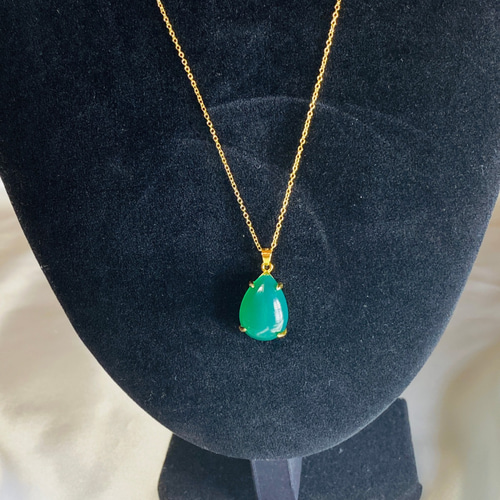 最終価格❗️アンティーク　 グリーンオニキス ネックレス ドロップグリーンオニキスネックレス | jojono