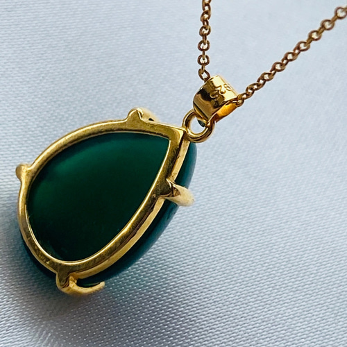 メンズ 透明感のある美しいグリーンオニキスネックレス ネックレス