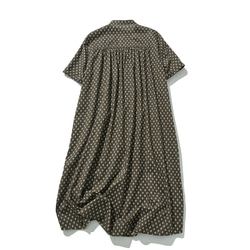 大人好みのオリジナル柄を取り入れたシャツワンピース　コットン　半袖ワンピース　240704-2 8枚目の画像