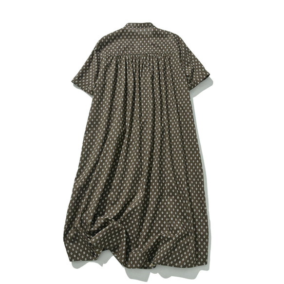 大人好みのオリジナル柄を取り入れたシャツワンピース　コットン　半袖ワンピース　240704-2 8枚目の画像