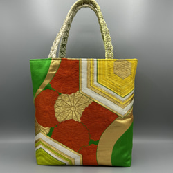 着物 帯 帯締め ハンドメイド トートバッグ リメイク 金 桜