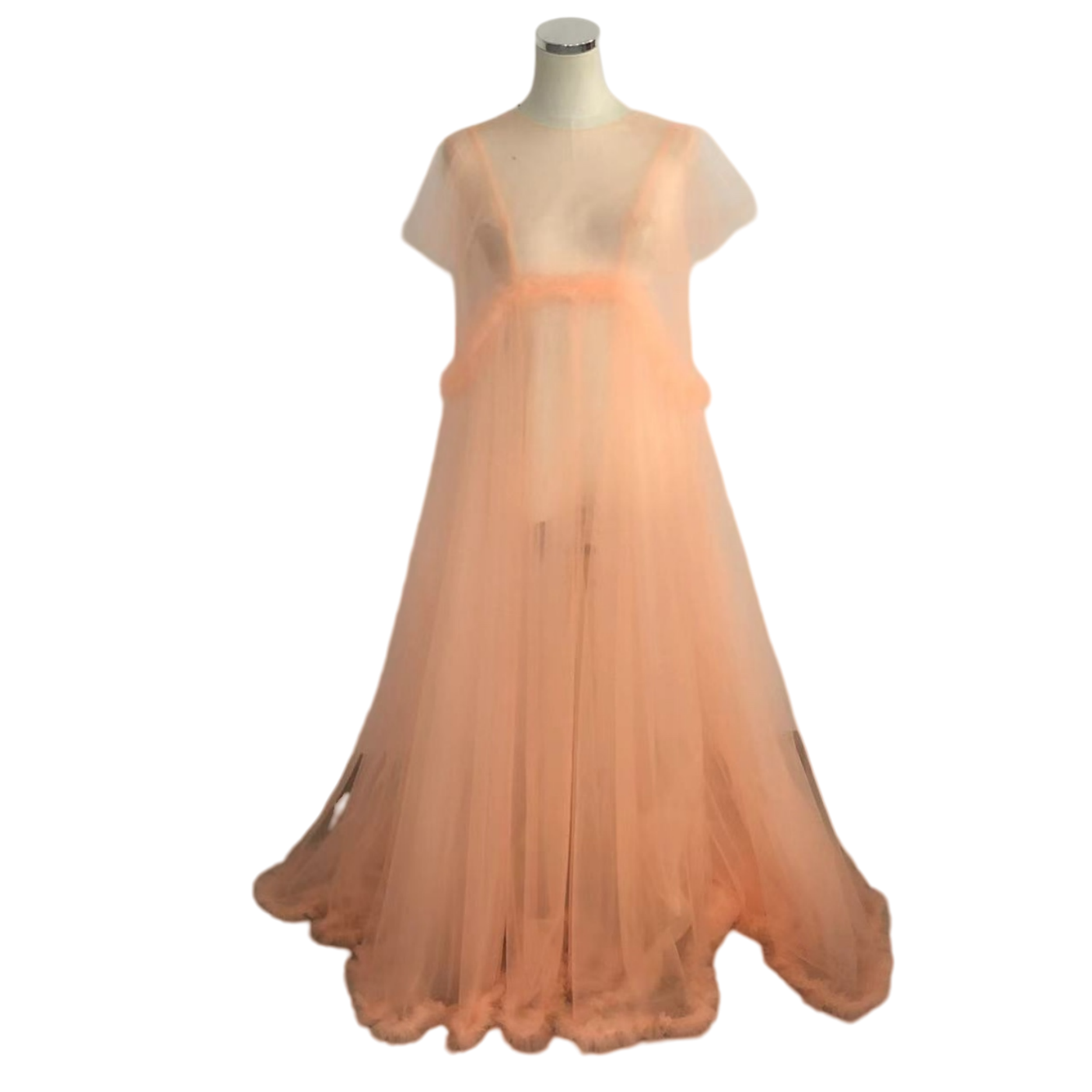 高品質！ 妊婦ドレス マタニティ 写真撮影 オレンジ シースルー  