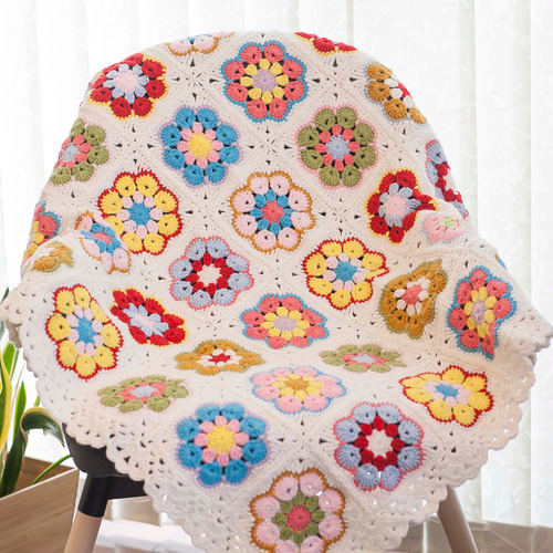 Crochet】Blanket with flower motif - YouTube