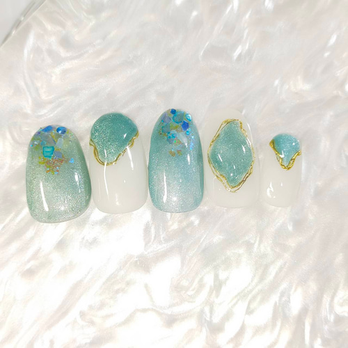 マグネットブルーネイル 10本セット ネイルチップ（つけ爪） mayo 通販